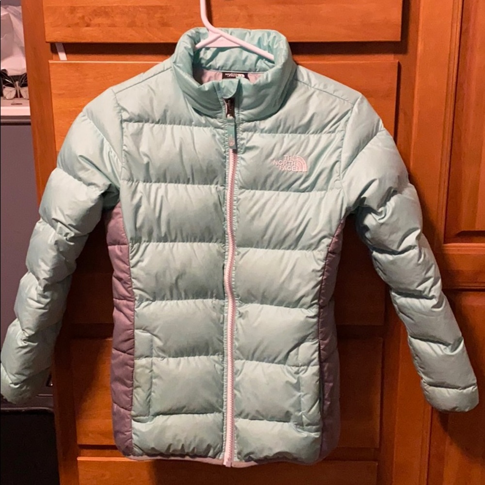 Girls mint green north face jacket